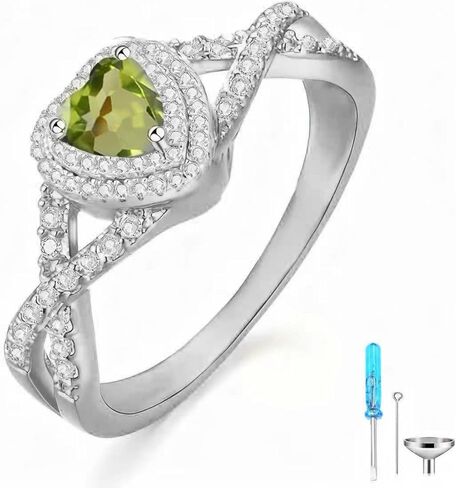 Birthstone Cremation Urn Ring for Ashes Heart Cut Birthstone with Moissanite Urn Keepsake Rings for Women 925 Sterling Silver Memorial Cremation Jewelry Hold Loved Ones Ashes Ring in Saudi Arabia