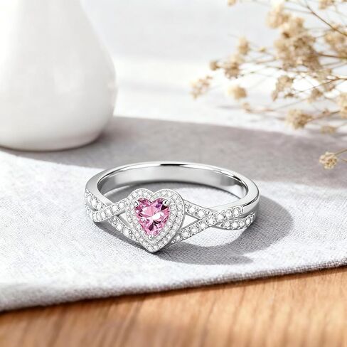 Birthstone Cremation Urn Ring for Ashes Heart Cut Birthstone with Moissanite Urn Keepsake Rings for Women 925 Sterling Silver Memorial Cremation Jewelry Hold Loved Ones Ashes Ring in Saudi Arabia