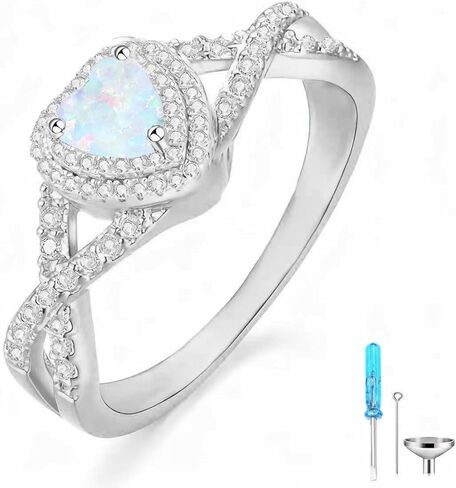 Birthstone Cremation Urn Ring for Ashes Heart Cut Birthstone with Moissanite Urn Keepsake Rings for Women 925 Sterling Silver Memorial Cremation Jewelry Hold Loved Ones Ashes Ring in Saudi Arabia