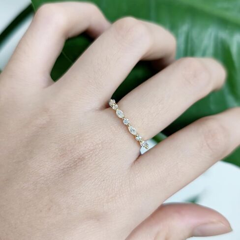 Gem's Beauty Silver Eternity Ring for Women | 925 Sterling Silver Adjustable Rings | Moissanite Stacking Bands | Dainty Stackable Rings Size 5-10 in Saudi Arabia
