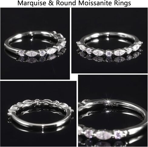 Gem's Beauty Silver Eternity Ring for Women | 925 Sterling Silver Adjustable Rings | Moissanite Stacking Bands | Dainty Stackable Rings Size 5-10 in Saudi Arabia