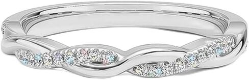 Gem's Beauty Silver Eternity Ring for Women | 925 Sterling Silver Adjustable Rings | Moissanite Stacking Bands | Dainty Stackable Rings Size 5-10 in Saudi Arabia