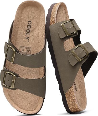 ODOLY Men's Cork Footbed Slide Sandal, Arch Support Summer Outdoor Sandals with Adjustable Buckle for Men in Kuwait