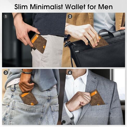 Slim Wallet for Men,Money Clip Minimalist Card Wallet RFID Blocking Front Pocket Bifold Mens Wallet Thin Credit Card Holder with 11 Card Slots ID Window Crazy Horse Coffee in Saudi Arabia