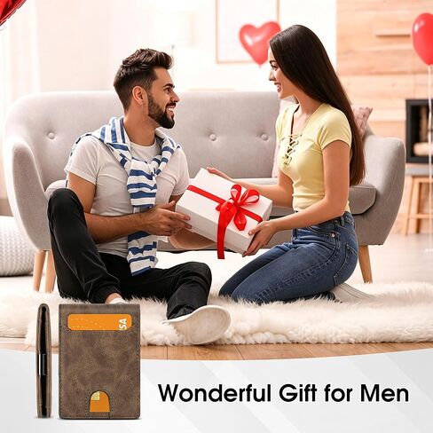 Slim Wallet for Men,Money Clip Minimalist Card Wallet RFID Blocking Front Pocket Bifold Mens Wallet Thin Credit Card Holder with 11 Card Slots ID Window Crazy Horse Coffee in Saudi Arabia