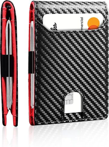 Slim Wallet for Men,Money Clip Minimalist Card Wallet RFID Blocking Front Pocket Bifold Mens Wallet Thin Credit Card Holder with 11 Card Slots ID Window Crazy Horse Coffee in Saudi Arabia