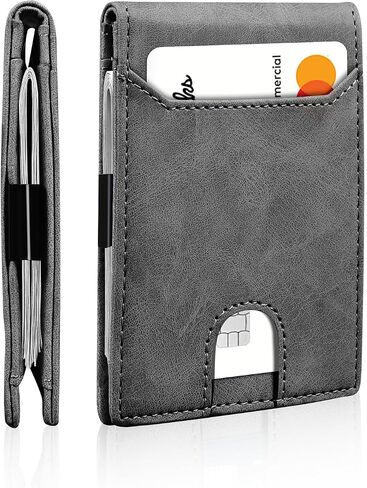 Slim Wallet for Men,Money Clip Minimalist Card Wallet RFID Blocking Front Pocket Bifold Mens Wallet Thin Credit Card Holder with 11 Card Slots ID Window Crazy Horse Coffee in Saudi Arabia