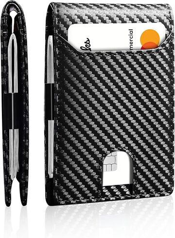 Slim Wallet for Men,Money Clip Minimalist Card Wallet RFID Blocking Front Pocket Bifold Mens Wallet Thin Credit Card Holder with 11 Card Slots ID Window Crazy Horse Coffee in Saudi Arabia