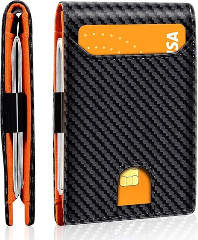 Slim Wallet for Men,Money Clip Minimalist Card Wallet RFID Blocking Front Pocket Bifold Mens Wallet Thin Credit Card Holder with 11 Card Slots ID Window Crazy Horse Coffee in Saudi Arabia