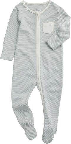 MORI Baby Unisex Clever Pajamas in Grey Marl with Two Way Zip - Comfort Footed Nightwear for Boys and Girls - 0-3 Months in Kuwait