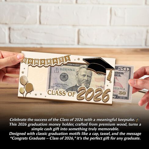 Graduation Money Holder Gift 2026 – Class of 2026 Cash Gift Holder, Wooden Graduation Card Alternative, Congrats Grad Gift, Senior Graduation Keepsake in Saudi Arabia