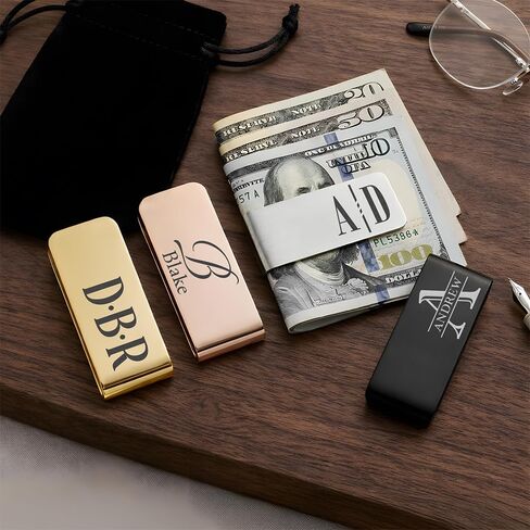 Personalized Monogram Money Clip, Engraved Money Clip for Men, Initial Holder Gifts, Father Day Gifts, Money Keepsake for Husband in Kuwait