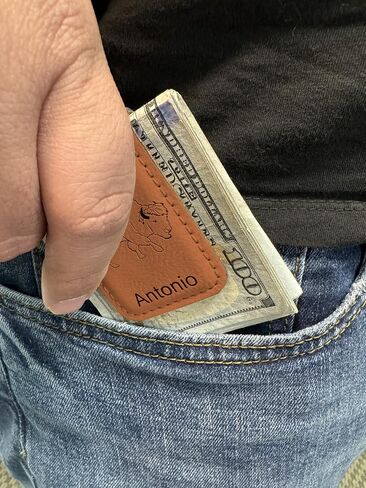 LaserGram Slim Magnetic Money Clip, Tyrannosaurus Rex Dinosaur, Personalized Engraving Included (Dark Brown) in Kuwait
