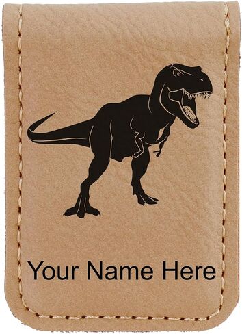 LaserGram Slim Magnetic Money Clip, Tyrannosaurus Rex Dinosaur, Personalized Engraving Included (Dark Brown) in Kuwait