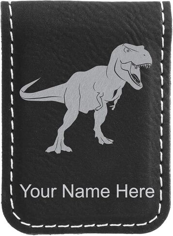 LaserGram Slim Magnetic Money Clip, Tyrannosaurus Rex Dinosaur, Personalized Engraving Included (Dark Brown) in Kuwait