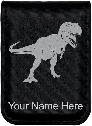 LaserGram Slim Magnetic Money Clip, Tyrannosaurus Rex Dinosaur, Personalized Engraving Included (Dark Brown) in Kuwait
