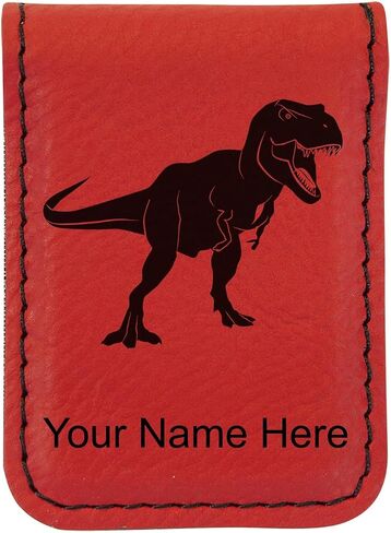 LaserGram Slim Magnetic Money Clip, Tyrannosaurus Rex Dinosaur, Personalized Engraving Included (Dark Brown) in Kuwait