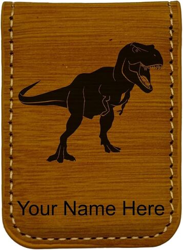 LaserGram Slim Magnetic Money Clip, Tyrannosaurus Rex Dinosaur, Personalized Engraving Included (Dark Brown) in Kuwait