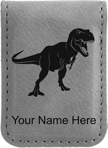 LaserGram Slim Magnetic Money Clip, Tyrannosaurus Rex Dinosaur, Personalized Engraving Included (Dark Brown) in Kuwait