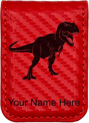 LaserGram Slim Magnetic Money Clip, Tyrannosaurus Rex Dinosaur, Personalized Engraving Included (Dark Brown) in Kuwait