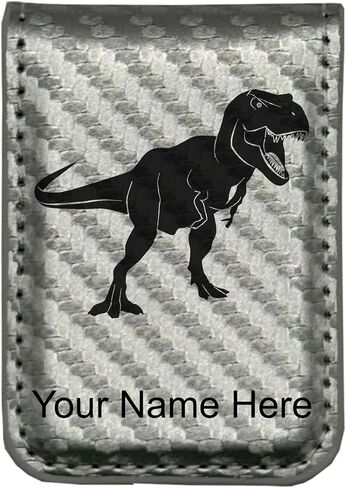 LaserGram Slim Magnetic Money Clip, Tyrannosaurus Rex Dinosaur, Personalized Engraving Included (Dark Brown) in Kuwait
