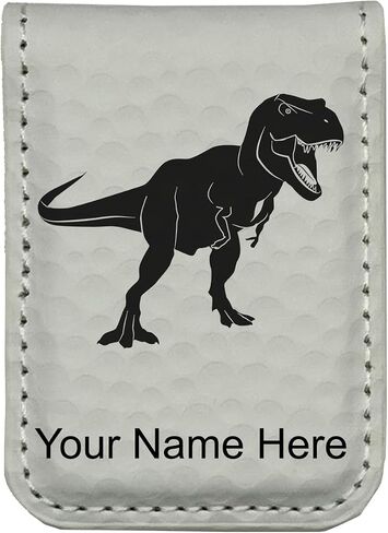 LaserGram Slim Magnetic Money Clip, Tyrannosaurus Rex Dinosaur, Personalized Engraving Included (Dark Brown) in Kuwait