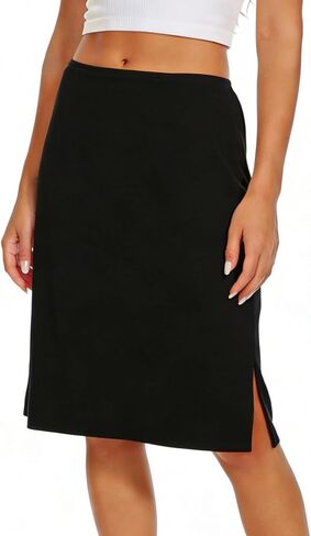 Half Slip for Women Skirt Slip for Under Dresses Non Cling Dress Extender with Side Slit in Kuwait