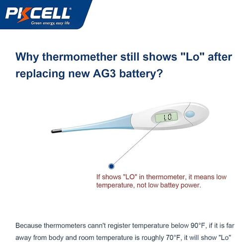 PKCELL AG3 1.5V Battery LR41 392 384 192 Button Alkaline Cell for Digital Thermometer- 5Count in Kuwait