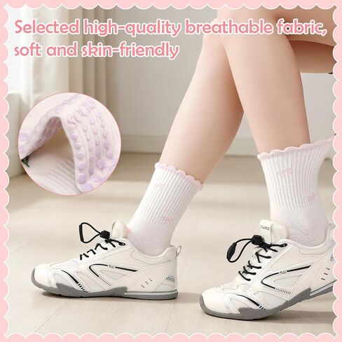 Cute Pilates Grip Socks for Women, 6 Pairs Non-Slip Yoga Socks with Grippy Dots & Arch Support for Ballet & Reformers in Kuwait