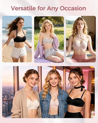 Etdane Girls Strapless Bra for Teens Bandeau Bras with Clear Straps 10-12 12-14 14-16 Wireless Girl Training Bra Size 32-36 in Saudi Arabia