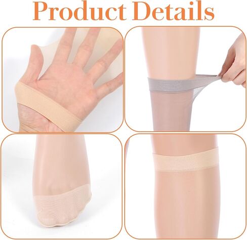 10 Pairs Women's Sheer Knee High, High Stockings for Women, 5 Colors Stretchy Nylon Socks, Breathable Sheer Knee Stockings with Comfort Top, Reinforced Toe One Size in Saudi Arabia