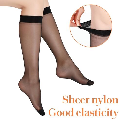 10 Pairs Women's Sheer Knee High, High Stockings for Women, 5 Colors Stretchy Nylon Socks, Breathable Sheer Knee Stockings with Comfort Top, Reinforced Toe One Size in Saudi Arabia