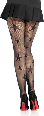 لباس ضيق نسائي من Leg Avenue Star Fishnet للنساء، جوارب طويلة عصرية بتصميمات النجوم in Kuwait