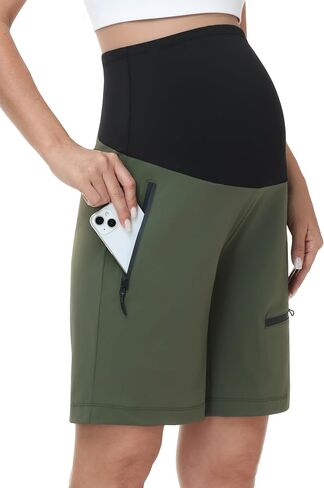 Maternity Shorts Over Belly Quick Dry Cargo Shorts Workout Running Hiking Summer Pregnancy Short Zipper Pockets in Kuwait
