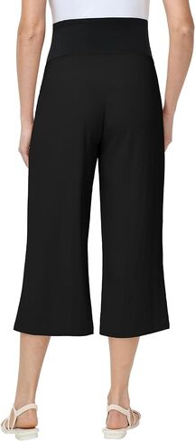 Maternity Capris Wide Leg Pants Over Belly Casual Palazzo Loose Pregnancy Cropped Trousers with Pockets in Kuwait