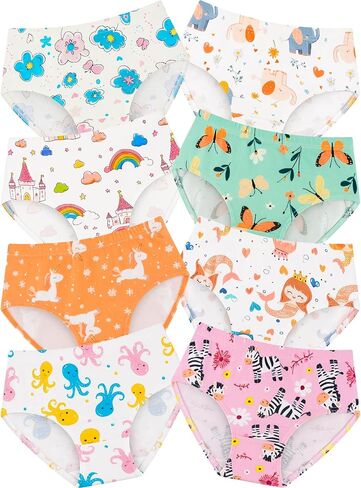 Girls' Underwear,Soft Cotton Tagless Panties for Toddlers & Little Kids' Comfort,Breathable Briefs,8-Pack in Kuwait
