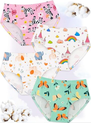 Girls' Underwear,Soft Cotton Tagless Panties for Toddlers & Little Kids' Comfort,Breathable Briefs,8-Pack in Kuwait