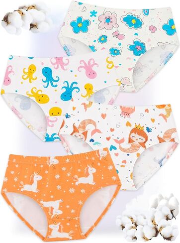 Girls' Underwear,Soft Cotton Tagless Panties for Toddlers & Little Kids' Comfort,Breathable Briefs,8-Pack in Kuwait