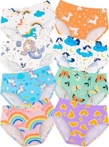 Girls' Underwear,Soft Cotton Tagless Panties for Toddlers & Little Kids' Comfort,Breathable Briefs,8-Pack in Kuwait