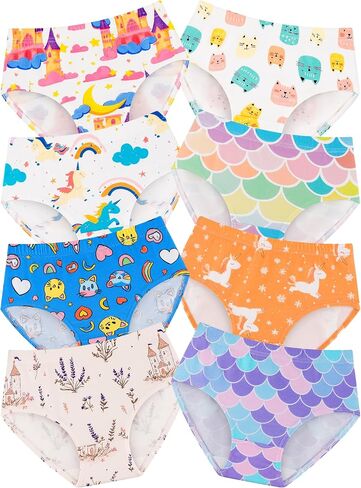 Girls' Underwear,Soft Cotton Tagless Panties for Toddlers & Little Kids' Comfort,Breathable Briefs,8-Pack in Kuwait