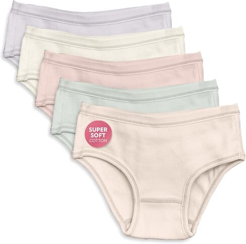 Feathers Girls Pastel Ribbed Briefs Panties (5-Pack) in Saudi Arabia