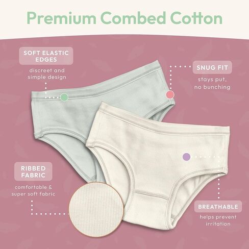 Feathers Girls Pastel Ribbed Briefs Panties (5-Pack) in Saudi Arabia