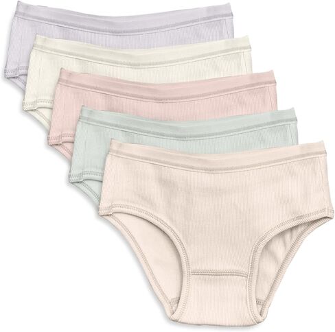 Feathers Girls Pastel Ribbed Briefs Panties (5-Pack) in Saudi Arabia