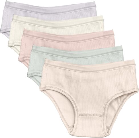 Feathers Girls Pastel Ribbed Briefs Panties (5-Pack) in Saudi Arabia