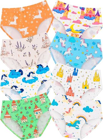 Girls' Underwear,Soft Cotton Tagless Panties for Toddlers & Little Kids' Comfort,Breathable Briefs,8-Pack in Kuwait