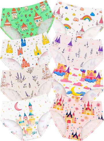 Girls' Underwear,Soft Cotton Tagless Panties for Toddlers & Little Kids' Comfort,Breathable Briefs,8-Pack in Kuwait