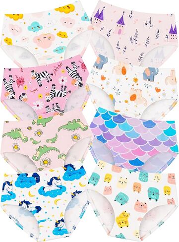 Girls' Underwear,Soft Cotton Tagless Panties for Toddlers & Little Kids' Comfort,Breathable Briefs,8-Pack in Kuwait