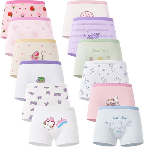 Little Girls Underwear Soft Breathable Cotton Panties with 12 Packs Toddler Panties Boyshorts 2-12 Years in Saudi Arabia