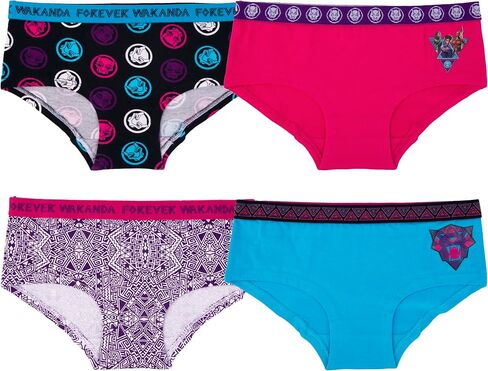 Handcraft Girls' Black Panther 4-Pack Panties Cotton/Spandex Blend Sizes 6,8,10 Wakanda Forever in Kuwait
