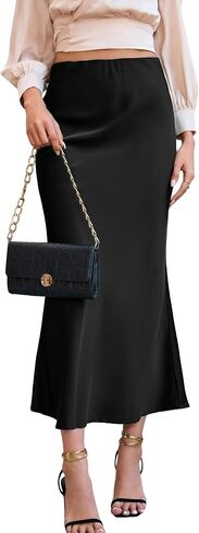 Women's Maxi Skirt Elegant Satin Fishtail High Waist Midi Long Silk Casual Skirts for Cocktail Party Wedding in Saudi Arabia
